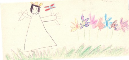 lány a virágok közt